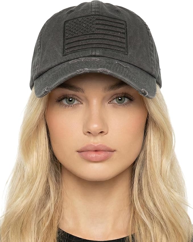Funky Junque Distressed Vintage Baseball Cap - Embroidered Patch Women's Hat - Holiday, Lifestyle & Patriotic Designs