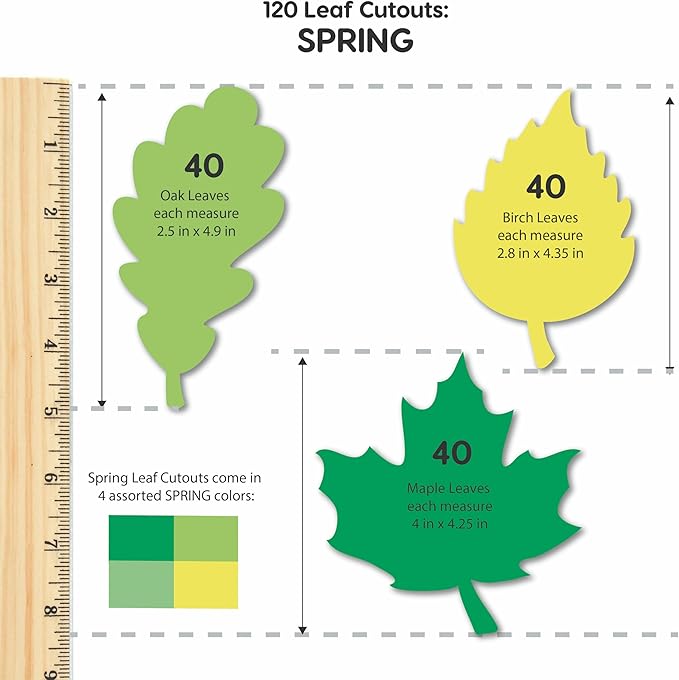 120 Pieces Spring Leaf Paper Cutouts - Image 4