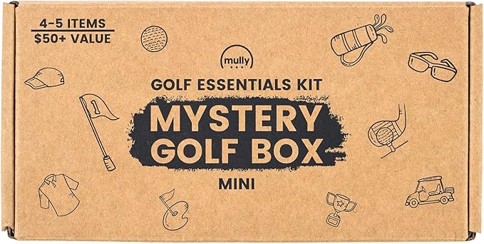 Mully Mullybox Mini Golf Gift Box, Unisex, Golf Accessories Set with Club Brush, Divot Tool, Golf Ball, Gift Card, Tees, Mystery Golf Box