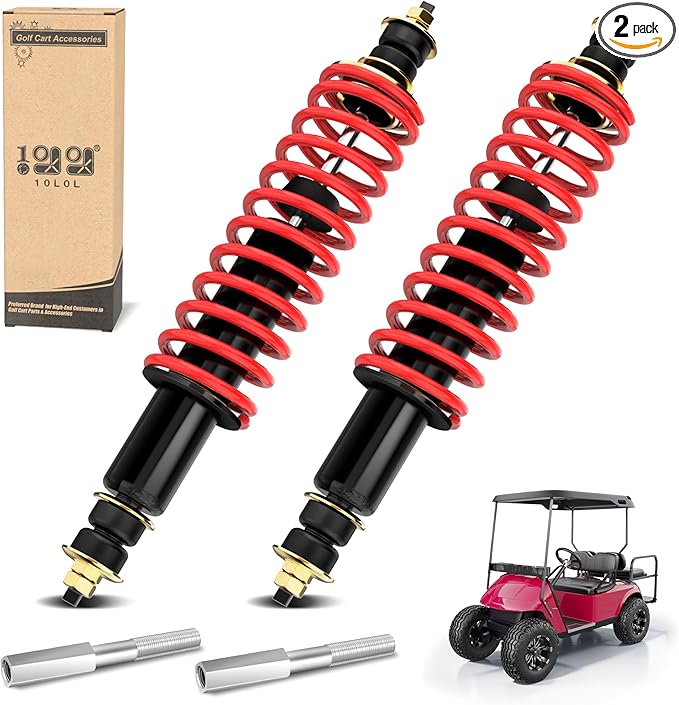 10L0L Heavy Duty Coil Springs Golf Cart Front/Rear Shock Absorber Kit for EZGO TXT, Medalist 1994-up Gas or Electric, OEM# 70928-G01 70630-G01 76418-G01 70248-G01 70324-G01 76419-G01 (Red)