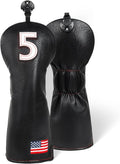 Golf Head Covers, US Flag Patriotism Golf Club Cover for Woods and Driver, Fairway, Hybrid - Premium Leather Golf Club Head Covers with Interchangeable Tags