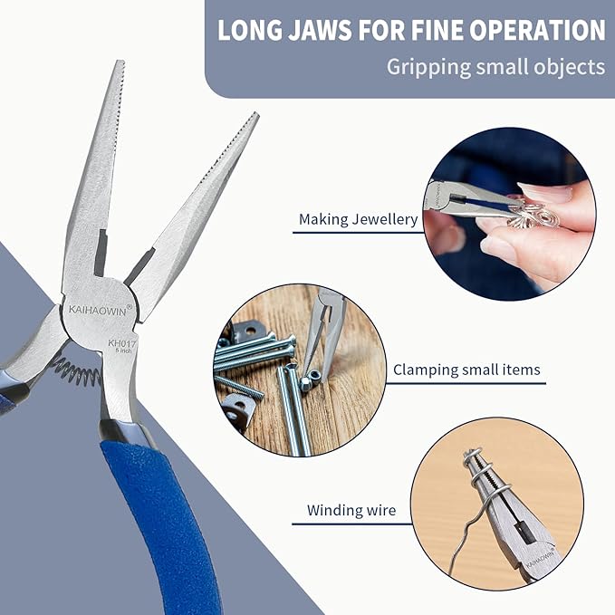 KAIHAOWIN Mini Needle Nose Pliers 5"-5 Pack KAIHAOWIN Small Long Nose Pliers - Image 4