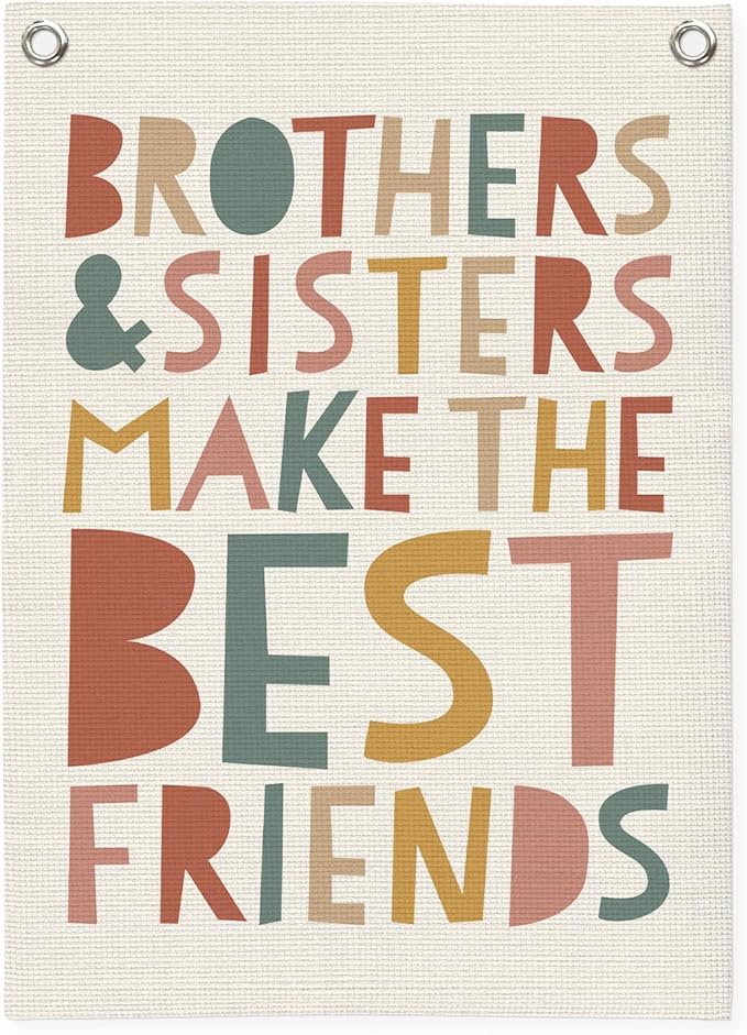 Kids Room Decor Linen Canvas Banner, Brothers & Sisters Make the Best Friends by Unknown