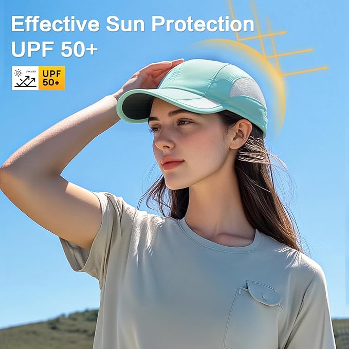 HH HOFNEN Quick Dry Baseball Cap Unstructured Running Cap Water-Resistant UPF 50+ Mesh Golf Sun Hats for Men Women