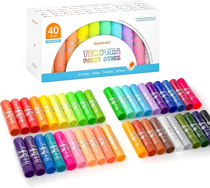 Tempera Paint Sticks, 40 Colors Solid Tempera Paint by ShuttleArt
