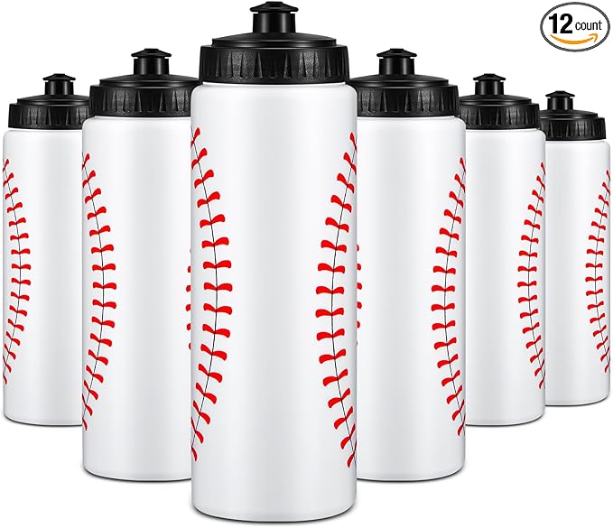 Yaomiao Baseball Water Bottle Bulk Reusable Sports Bottle 20 oz Squeeze Baseball Accessories Gifts School Sports