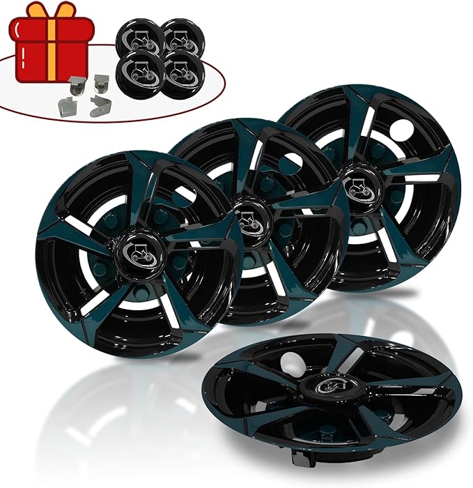 Golf Cart Wheel Covers Hub Caps for EZGO, Club Car, Yamaha Most Golf Carts- 8 Inch Set of 4, Golf Cart Hub Cap