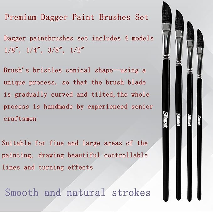 4PCS Dagger Striper Brush Set, Premium Dagger Paint Brushes Set, Professional - Image 2