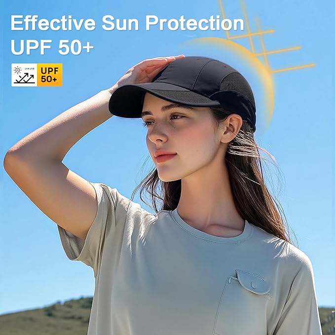 HH HOFNEN Quick Dry Baseball Cap Unstructured Running Cap Water-Resistant UPF 50+ Mesh Golf Sun Hats for Men Women