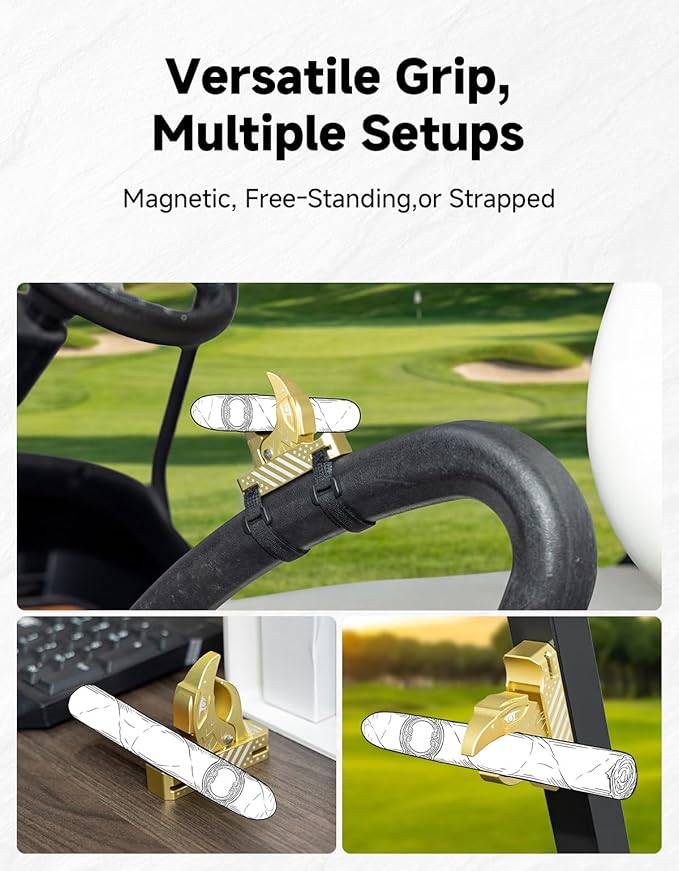 KEMIMOTO Magnetic Holder for Golf Cart, Universal Fit for 35-60 Ring, Powerful Magnetic Hold, Stylish Design, Gold