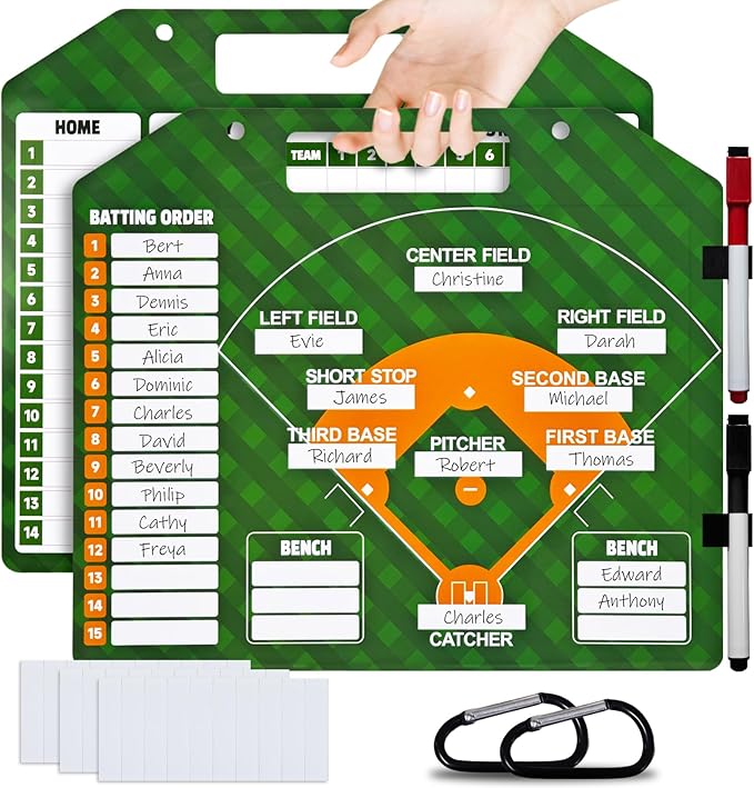 Magnetic Baseball Lineup Board,Baseball Dry Erase Board for Coaches,Softball Coaching Accessories,Baseballs Lineup Cards, Baseballs Clipboard for Coaches with 30 Cards