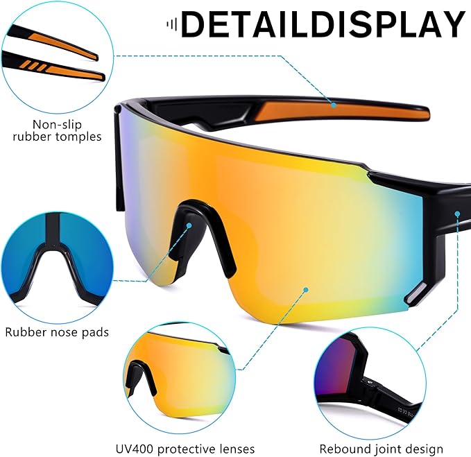 COASION Kids Baseball Sunglasses - Baseball Sunglasses for Boys Girls With Strap - Sports Softball Shades Age 3-10