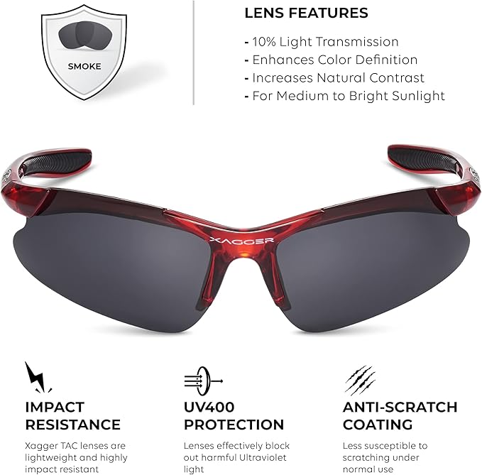 Xagger Kids Youth Polarized Sports Sunglasses for Boys Girls Baseball Softball Glasses TR90 Frame