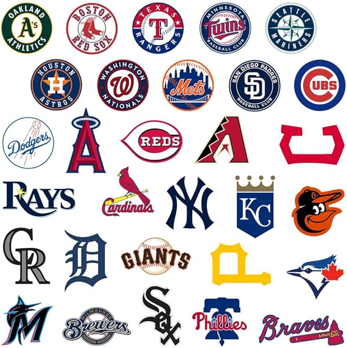 100 Pcs Sports Stickers,Baseball Stickers,Baseball Team Logo Decals,Hydroflask Bottles Waterproof Vinyl Decals(100L)