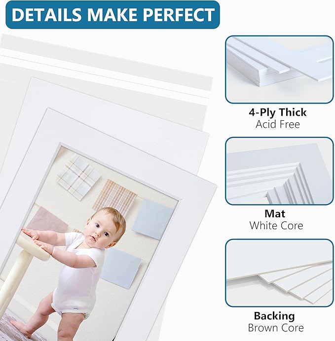 Somime 10 Pack White Photo Mats 11x14 - Image 4