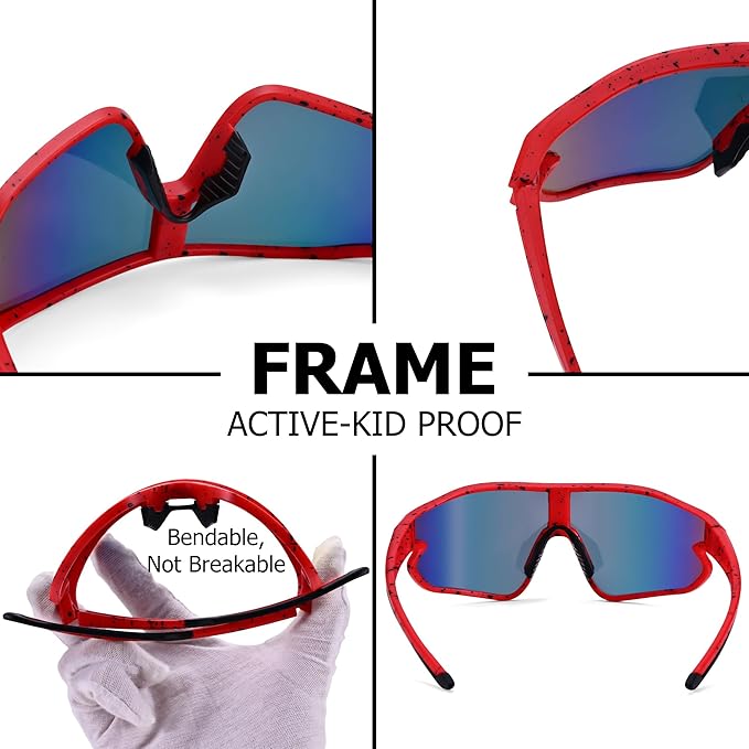 Kids Baseball Sunglasses - Youth Baseball Sunglasses for Boys Girls - Sports Softball Shades Age 6-14
