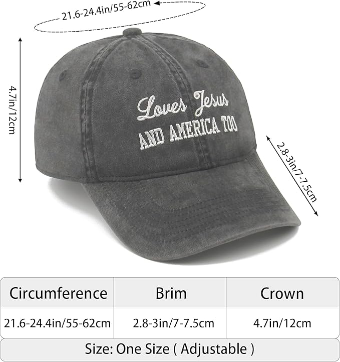 Faith Christian Patriotic Embroidered Baseball Cap, Vintage Cotton Dad Hat for Men Women, Birthday