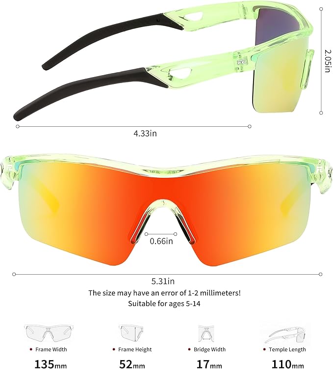 FEISEDY Kids Teens Baseball Polarized Sunglasses Sports TR90 Frame Boys Girls Cycling B2454