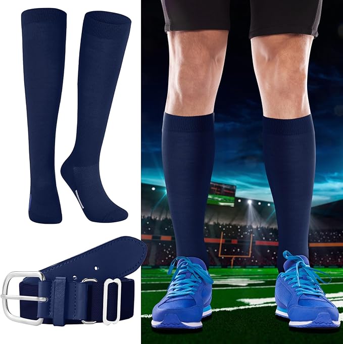Haysandy Baseball or Softball Sock and Belt Combo Set 3 Football Baseball Socks with Softball Belt for Youth Boys Kids