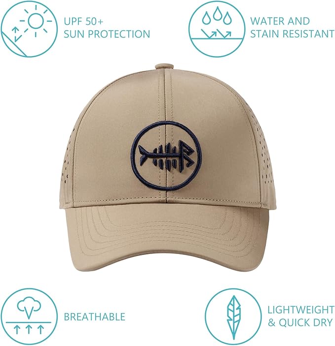 BASSDASH UPF 50+ Quick Dry Baseball Cap Water Resistant Laser Cut Mesh Snapback Hat for Men Women Fishing Hiking FH14