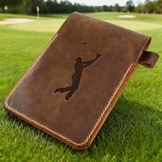 Golf Scorecard Holder Leather Hand Stitched, Yardage Book Holder, Gift for Him, Gift for Dad, Leather Golf Gifts
