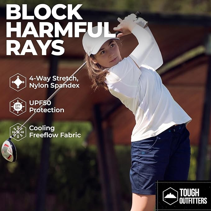 Tough Outdoors UV Arm Sleeves for Men Women - Sun Protection Sleeves - Compression Golf Baseball Cooling Tattoo Arm Sleeve