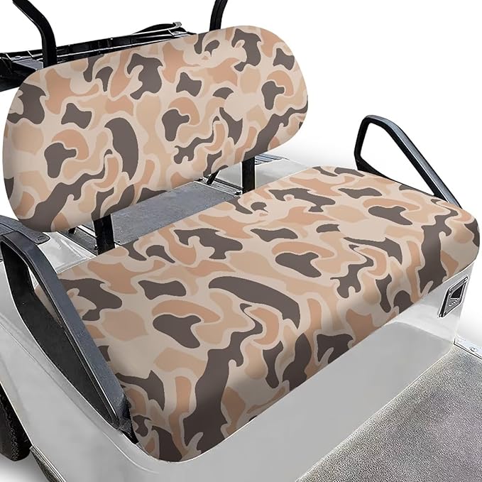Bulopur Duck Hunting Camo Golf Cart Seat Covers Set Tropical Ezgo Golf Cart Dust Covers for Bench and Backrest, Removable Golfcart Accessory