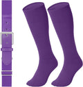 LEACOOLKEY Baseball Belt and Socks Combo Set Adjustable Softball Socks and Elastic Belt for Youth and Adult
