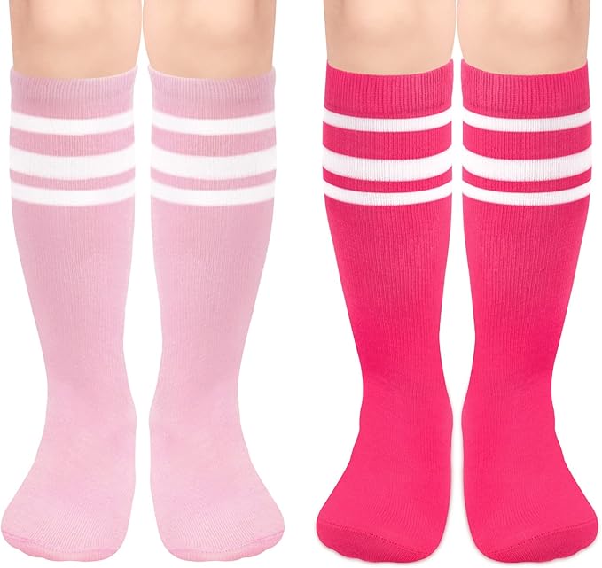 Sarfel Kids Soccer Socks Toddler Soccer Socks Girls Boys Soccer Socks Kids Tube Socks with Stripes Toddler Knee High Socks