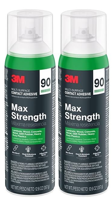 3M Max Strength 90 Contact Adhesive Spray, 12.6 oz – Low VOC Heavy Duty Glue by 3MIndustrial