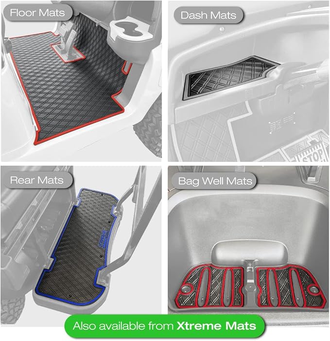 Xtreme MATS Golf Cart Floor Mat for Rear Seat Kits & Rear Facing Foot Rests - Fits Select ICON Backseat Kits (2021+) - All Black