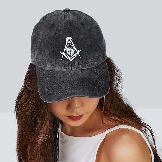 Embroidered Baseball Cap for Women Men Vintage Adjustable Washed Distressed Denim Baseball Hat