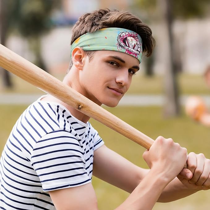 Jecery 12 Pcs Baseball Ice Cream Drip Headbands Youth Birthday Party Favor Sweatband Respect The Drip for Women Men Team Gift