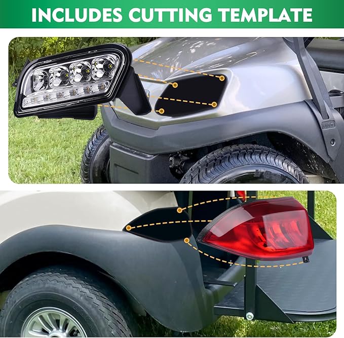 DRIVE UP Golf Cart Tempo LED Light Kit for Club Car Tempo, Club Car LED Headlight and Tail Light with Harness Kit for Tempo Gas and Electric Models