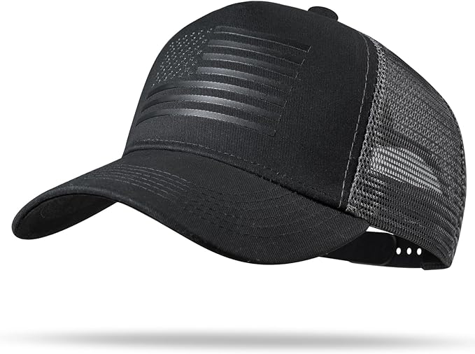 American Flag Trucker Hat - Snapback Hat, Baseball Cap for Men Women - Breathable Mesh Side, Adjustable Fit - for Casual Wear