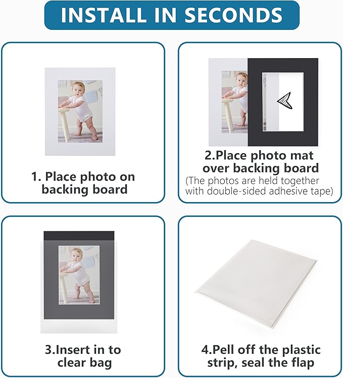 Somime 10 Pack Black Picture Frame 11x14 Mat Board, Whole Frame Mat Kit - Image 6