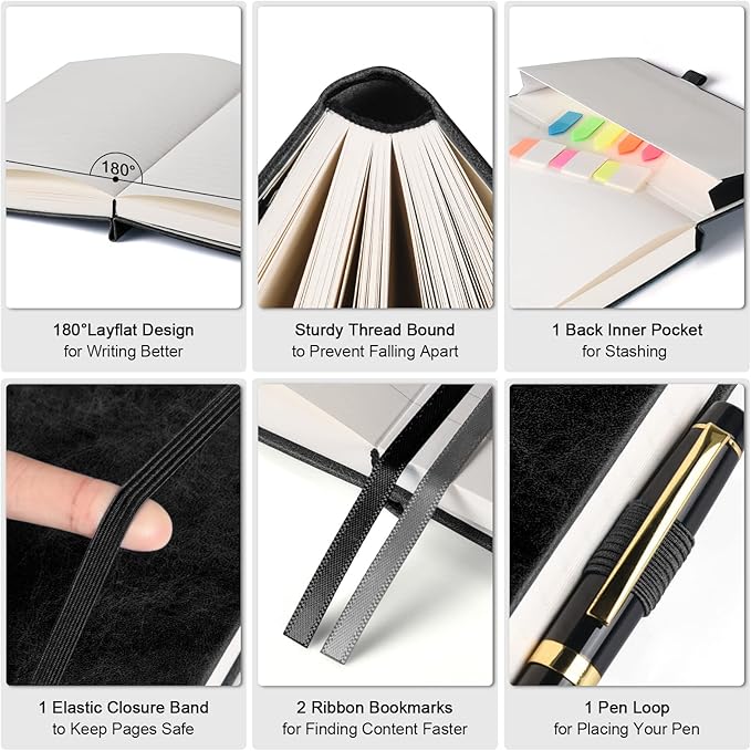 Lined Journal Notebook, Large A5 College Ruled Notebook, 312 Numbered Pages - Image 2