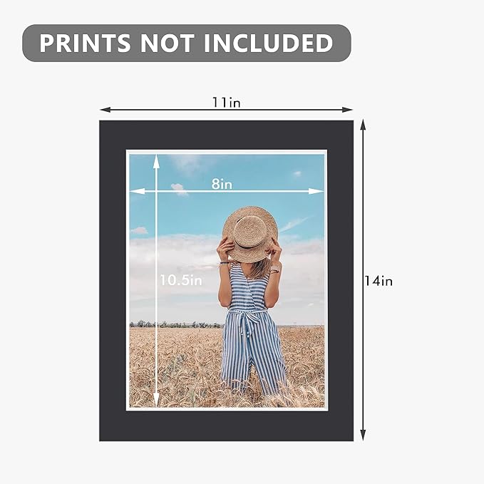 10 Pack Pre-Cut 11 x 14 Black Picture Mats - Image 3