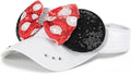 Adult Size Mouse Ears Visors for Women, Adjustable Sun Visor Hat Baseball Cap with Sequin Mouse Ears Bow for Theme Park Decor