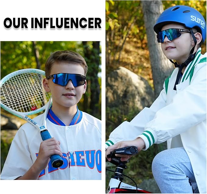 DUCO Kids Sunglasses Youth Baseball Sun Glasses Lightweight TR90 Frame UV400 Sports Cycling Shades for Boys Girls DK268