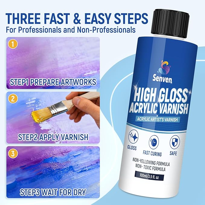Gloss Varnish for Acrylic Painting, Artist's Acrylic Varnish Kit, Non-Yellowing - Image 8