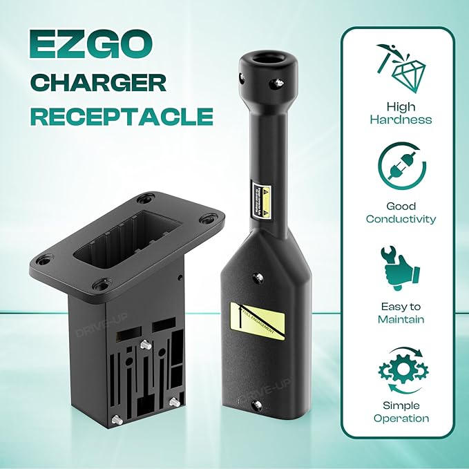 DRIVE UP EZGO TXT Medalist 36V PowerWise Charger Receptacle and W/Handle Plug, EZGO Charger Receptacle Fits EZGO TXT 1996-Up Electric Golf Cart, 73345-G01, 73063-G01