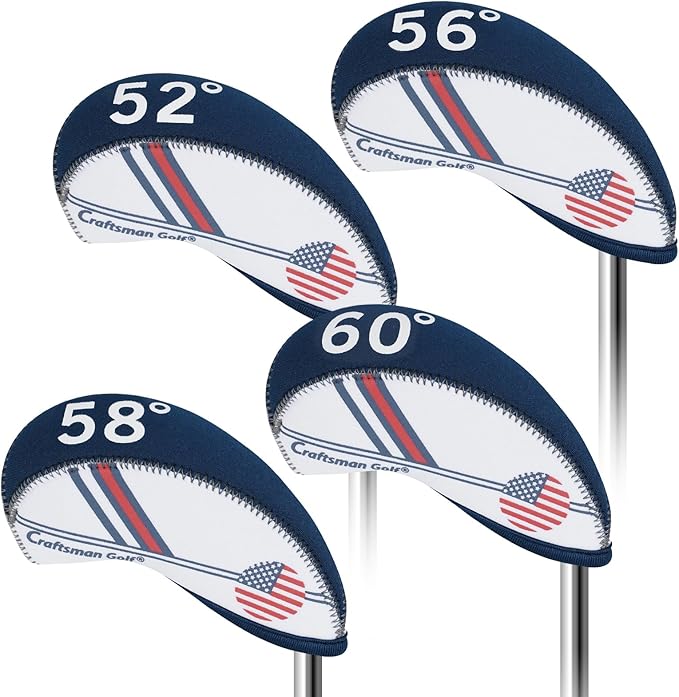 Craftsman Golf US Flag Neoprene Golf Club Head Cover Wedge Iron Protective Headcover for Callaway, Ping, Taylormade, Cobra, Etc.