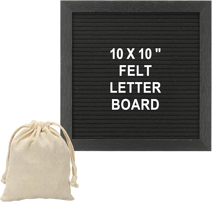 PATIKIL Felt Letter Board, 10x10Inches Black Wooden Changeable Message Board by PATIKIL
