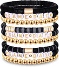 NLCAC 9 Pack Game Day Bracelets Stackable Heishi Beaded Stretchy Bracelet Preppy Jewelry Baseball Football Team Bracelets Sports Fan Accessories Gifts