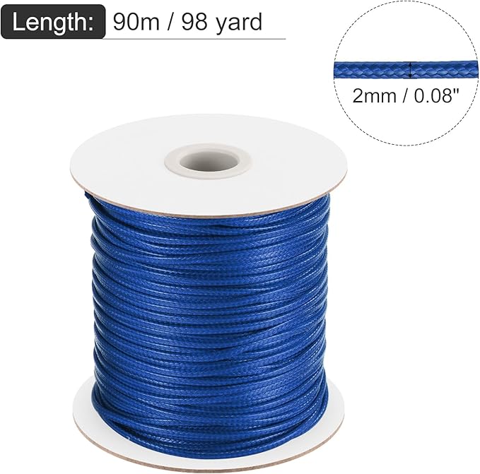 MECCANIXITY Waxed Polyester Cord 2mm 98 Yard Dark Blue - Image 2