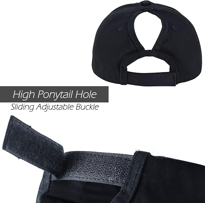 Eohak Ponytail Baseball Hat Distressed Retro Washed Womens Twill