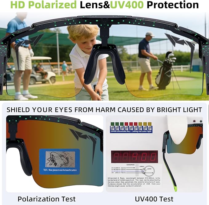 2-Sizes Kids Youth Baseball Sunglasses Men Women Vipers Sunglasses Softball Boys Girl True Polarization &UV Protection