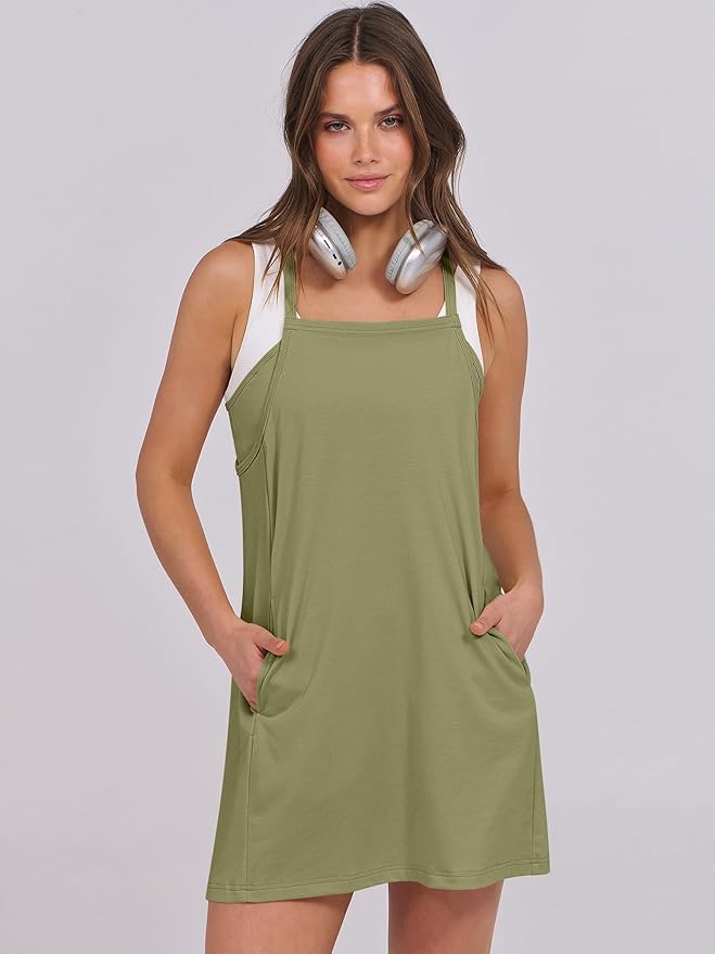ANRABESS Women Summer Dress 2026 Beach Vacation Outfits Tennis Athletic Workout Romper Dress Built in Shorts Travel Clothes