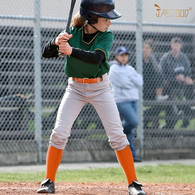 JASGOOD 2 Pack Baseball Socks and Belt Combo Set Softball Socks and Belts Elastic Waist Belt for Youth and Adult Boys